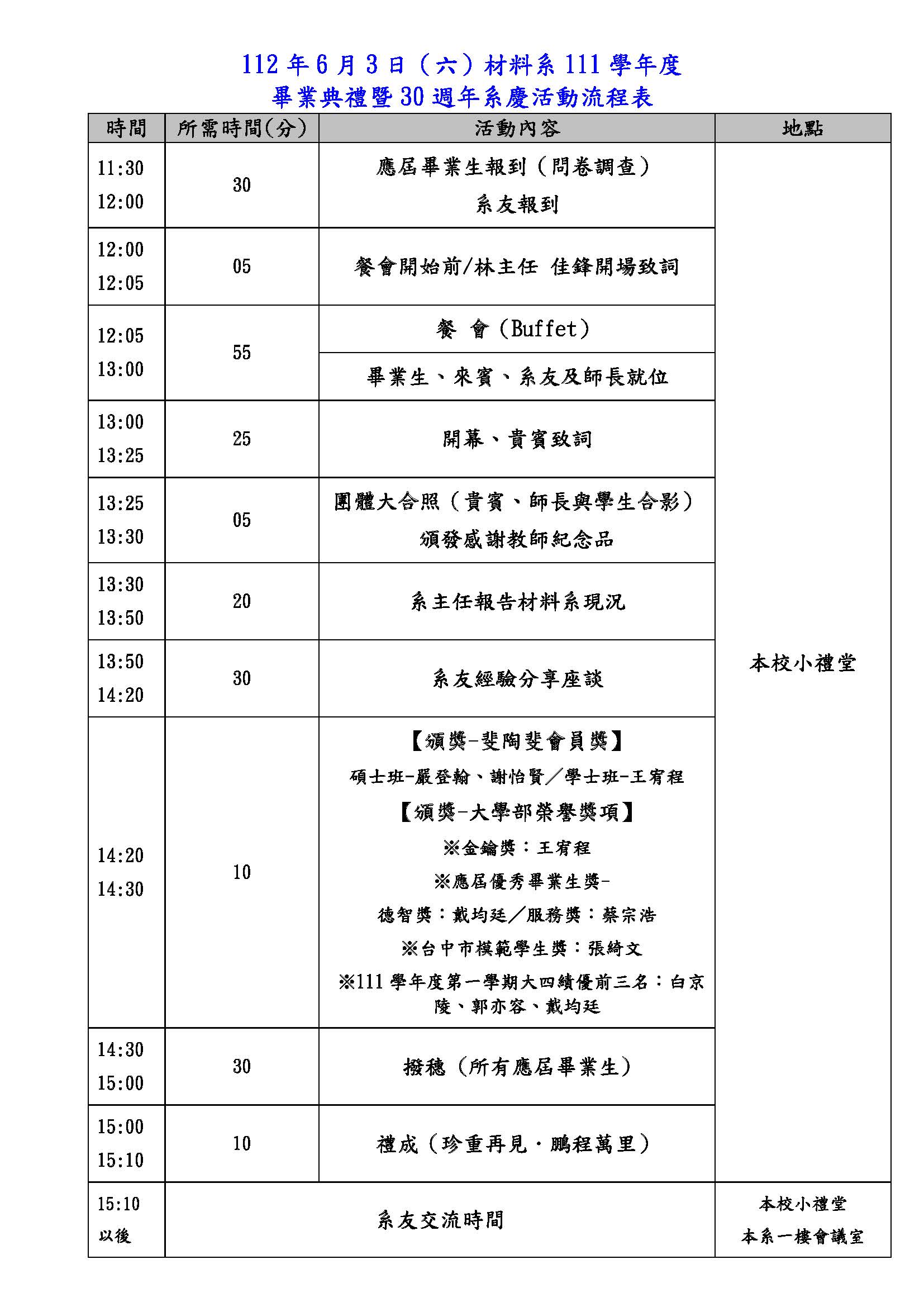 112細流-30周年系慶_畢典行程表1120516_new 112細流-30周年系慶_畢典行程表1120516_new